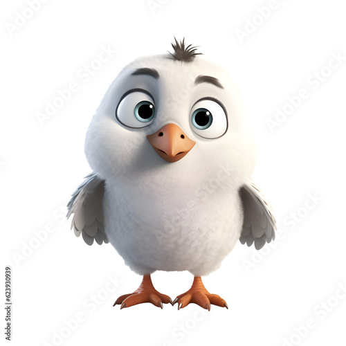 3D digital render of a cute cartoon owl isolated on white background