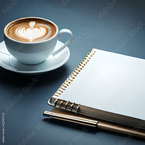 Cup of coffee on the table in the office.