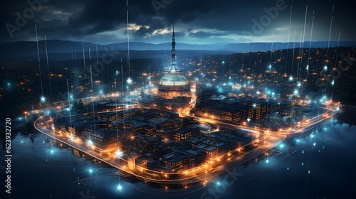 Wallpaper Mural Building the Future: Smart Cities and the Power of 5G Communication Network Torontodigital.ca