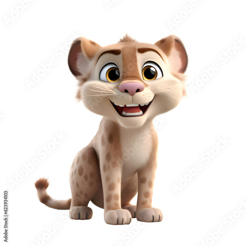 3D rendering of a cute cartoon cat isolated on white background.