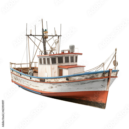 Fotobehang Fishing boat. isolated object, transparent background