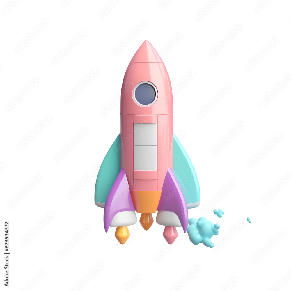 Rocket icon isolated on white background. 3d rendering.3d illustration.