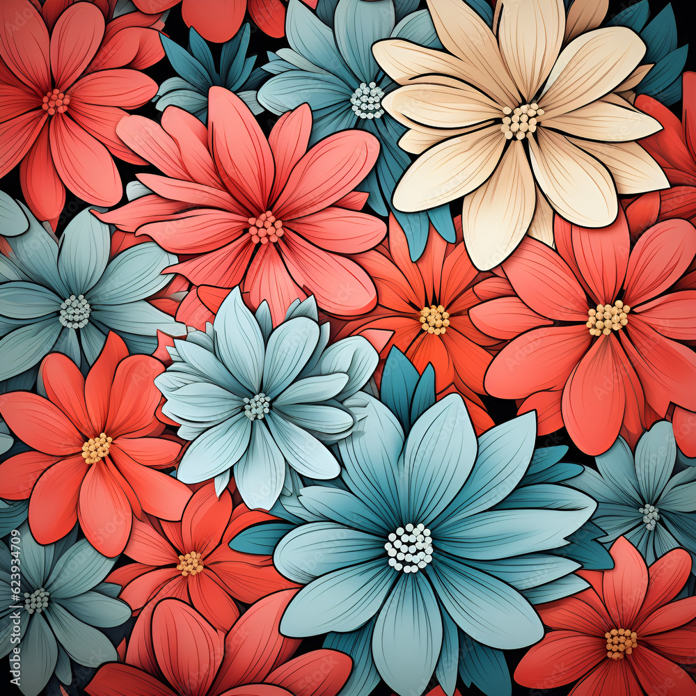 seamless pattern with flowers,Ai generated