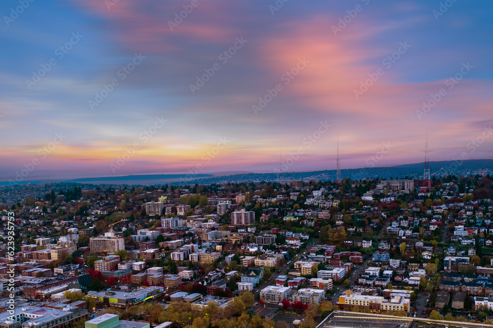 view of cityscape Seattle skyline in Seattle, Washington States,