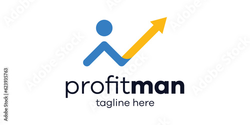 logo design people and financial arrow icon vector inspiration