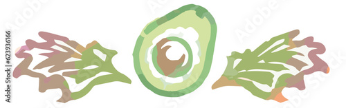 野菜のイラストを使った仕切り・飾り。水彩風、ベクター素材。