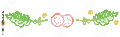 野菜のイラストを使った仕切り・飾り。水彩風、ベクター素材。