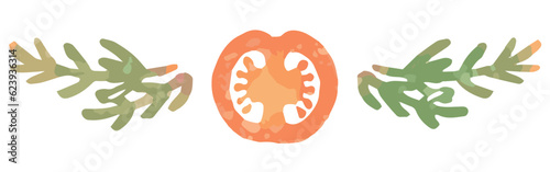 野菜のイラストを使った仕切り・飾り。水彩風、ベクター素材。