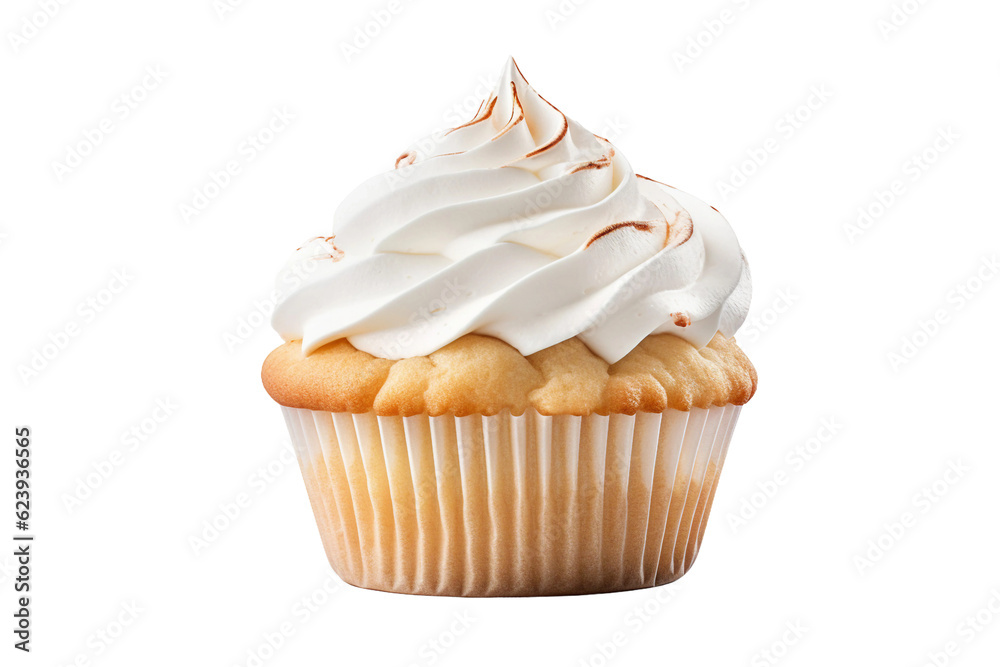 Vanilla cupcake . isolated object, transparent background Vanilla cupcake . isolated object, transparent background