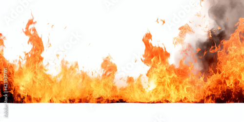 Leinwand Poster Burning fire flames border transparent texture isolated - Generative AI