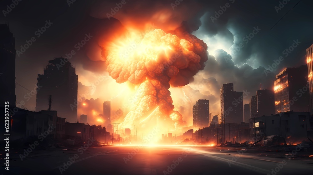 nuclear explosion in the city, generative Ai art