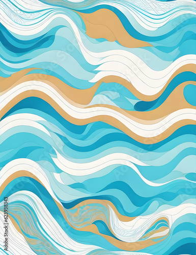abstract blue wave for modern design. AI generated.