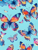 Seamless abstract colorful butterfly pattern. AI Generated.