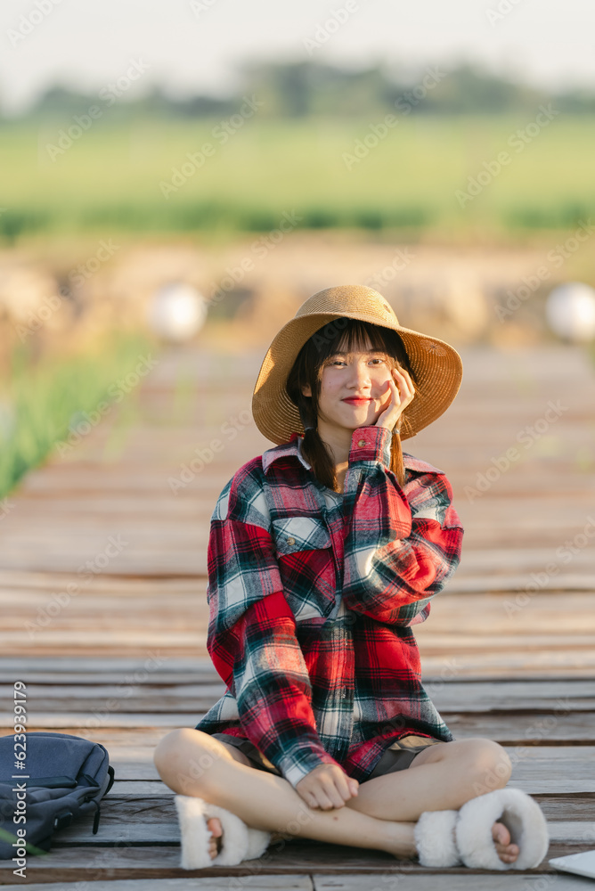 Portrait of Asian Girl smile and looking at camera