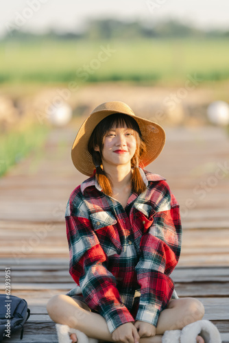 Portrait of Asian Girl smile and looking at camera