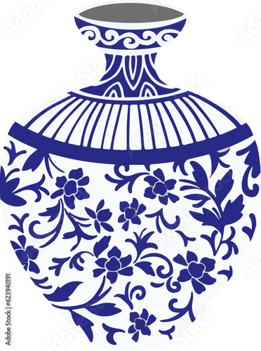 Chinese traditional vase blue porcelain