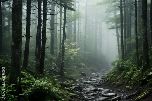 Misty Serenity  Peaceful Smoky Mountain Woods in Morning Fog