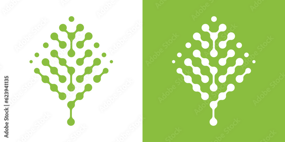 logo design set icon tree technology vector illustration