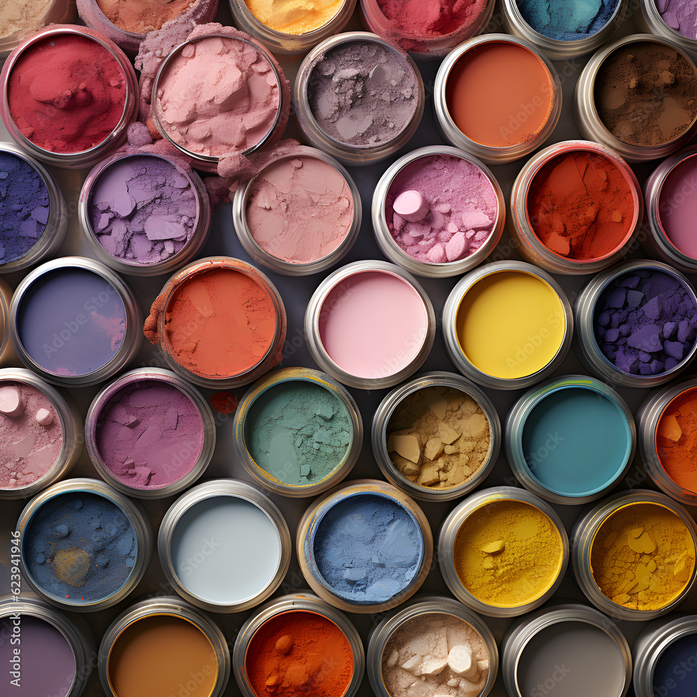 Collection of paints in pastel used and unused Collection of paints in pastel used and unused