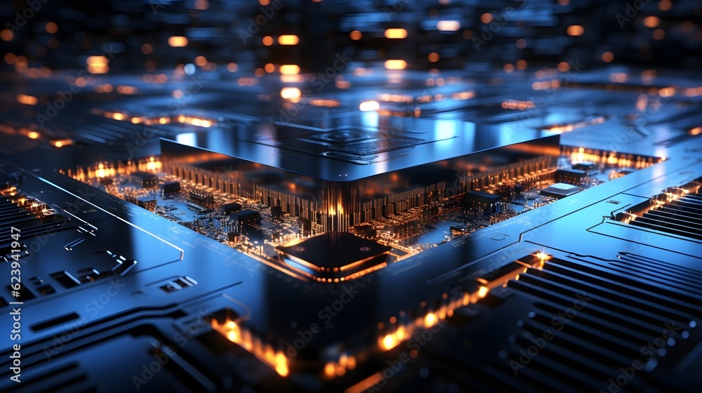 Obraz premium Digital Fusion: Where Circuitry Meets Code