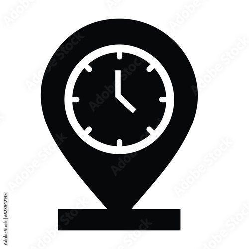 Time location, clock, destination icon