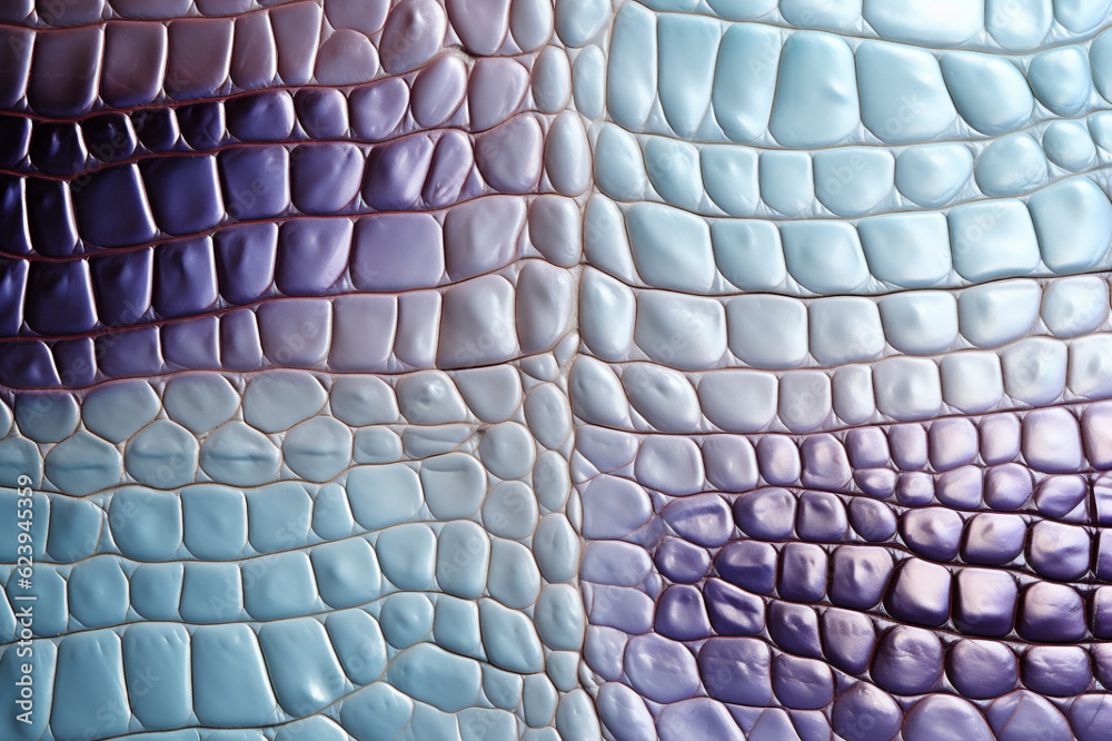 Obraz premium Texture of genuine patent leather close-up, pastel colors, luxury skin reptile, trendy background. AI Generative.