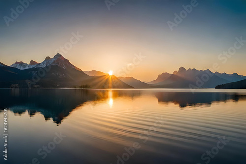 sunset over lake © Beste stock