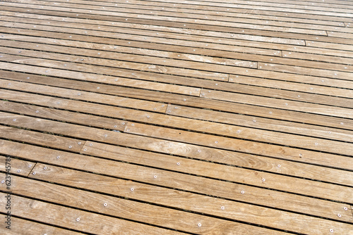 Diagonal wood planks on a deck