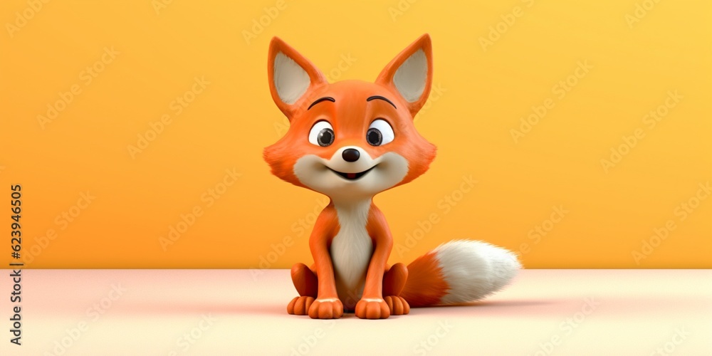 Little fox clay cartoon animation, AI Generated Little fox clay cartoon animation, AI Generated