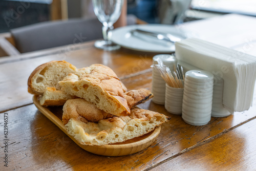 Puri Georgian Bread Served on Table in Restaurant photo