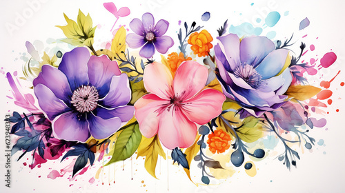 colorful flower watercolor painting background for decoration. generative AI