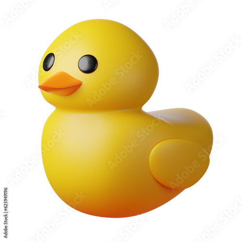 Rubber duck with yellow color 3d rendering icon for website or app or game. Fun and simple Rubber duck