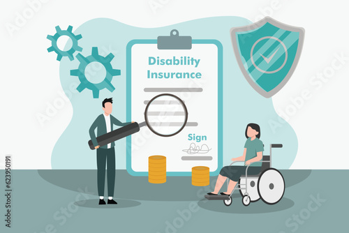 Woman on wheelchair looking at disability insurance form