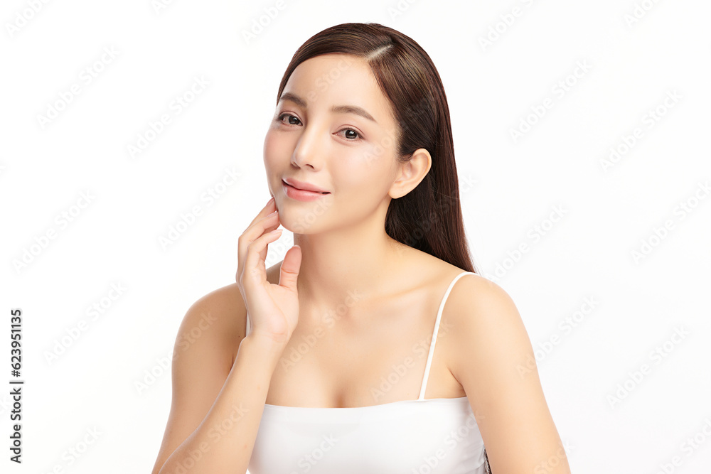 Beautiful young asian woman with clean fresh skin on white background, Face care, Facial treatment, Cosmetology, beauty and spa, Asian women portrait. Beautiful young asian woman with clean fresh skin on white background, Face care, Facial treatment, Cosmetology, beauty and spa, Asian women portrait.