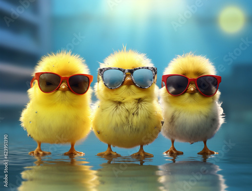 Tiny sunglasses animal soft born bird young farming chicken yellow chick poultry small