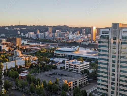 View of Portland, Oregon on a Sunny, Summer Afternoon
