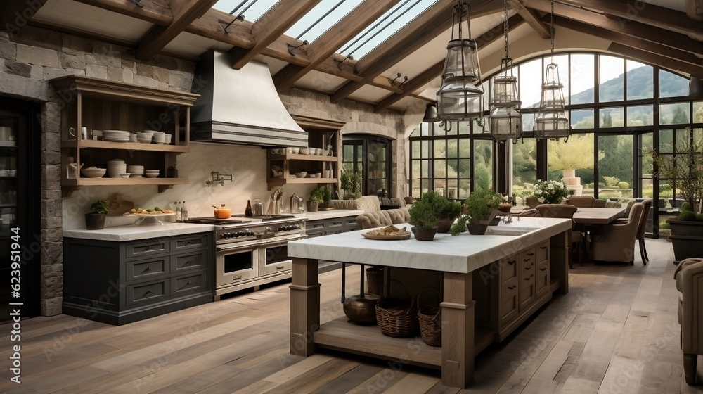 Fototapeta premium The modern interior design of the kitchen generative ai