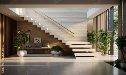  Luxury modern contemporary home interior. Scandinavian style of architectural concept