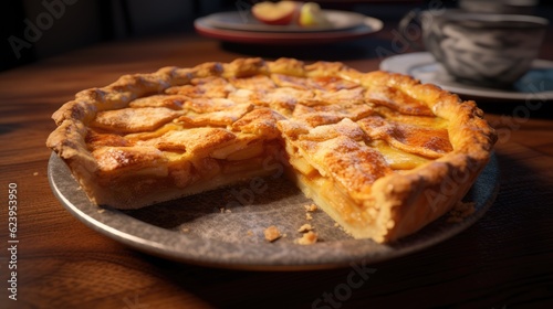 apple pie on a wooden table