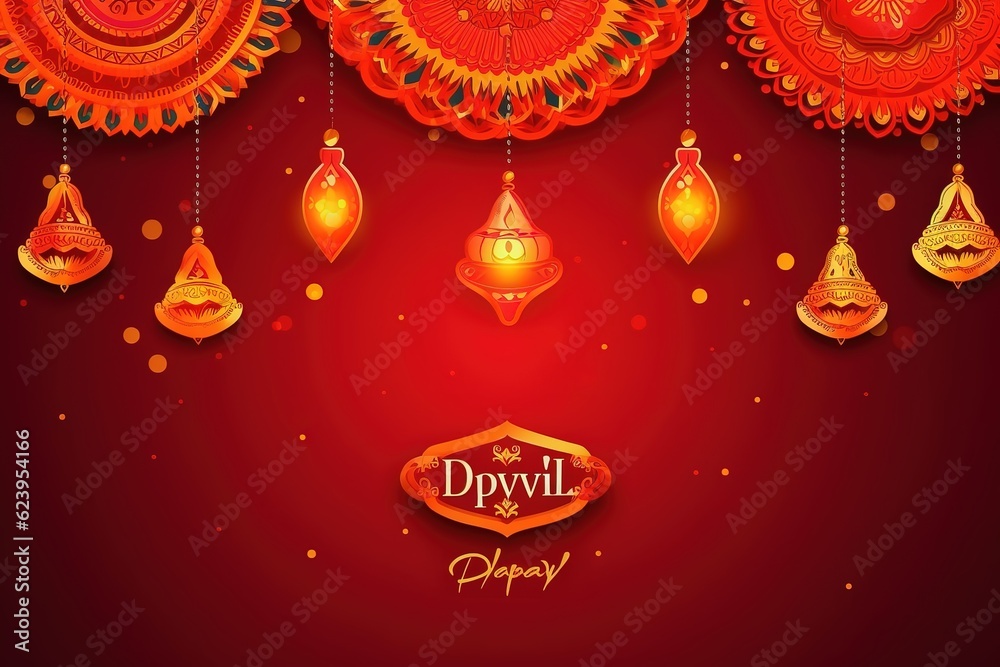 Naklejka premium Happy Diwali. Happy Diwali Concept. Happy Diwali Background. Happy Diwali Theme. Generative Ai