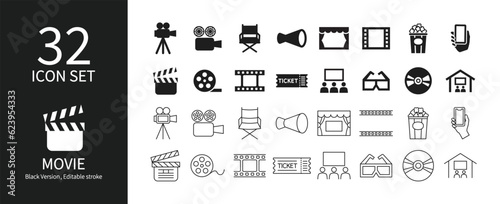 Icon set related to movies