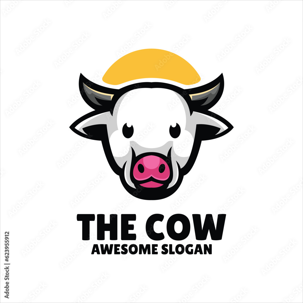 cow mascot illustration logo design