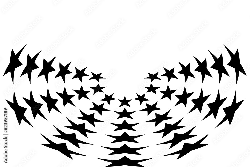 Obraz premium Digital png illustration of pattern with black stars on transparent background