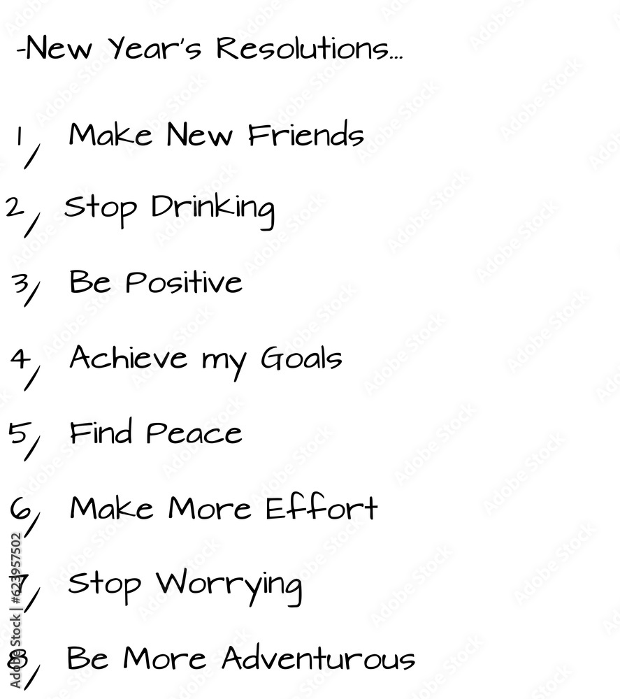 Digital png illustration of new year's resolutions text on transparent background