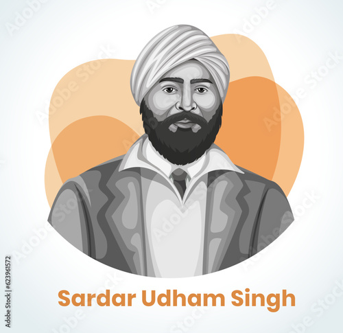 Vector illustration of Indian freedom fighter and revolutionary. Concept of remembering Martyr's Day, 31 July.