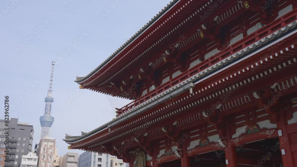 浅草寺とスカイツリーの風景動画