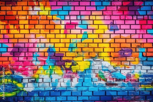 Abstract graffiti paintings on the concrete wall. Background texture, Generative AI