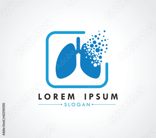 Lung logo design dispersing concept. Vector Illustrator.