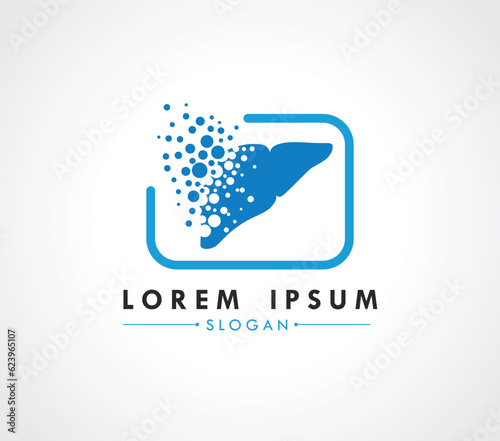 Liver logo design dispersing concept. Vector Illustrator.