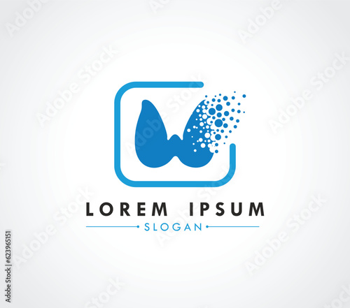 Thyroid logo design dispersing concept. Vector Illustrator.